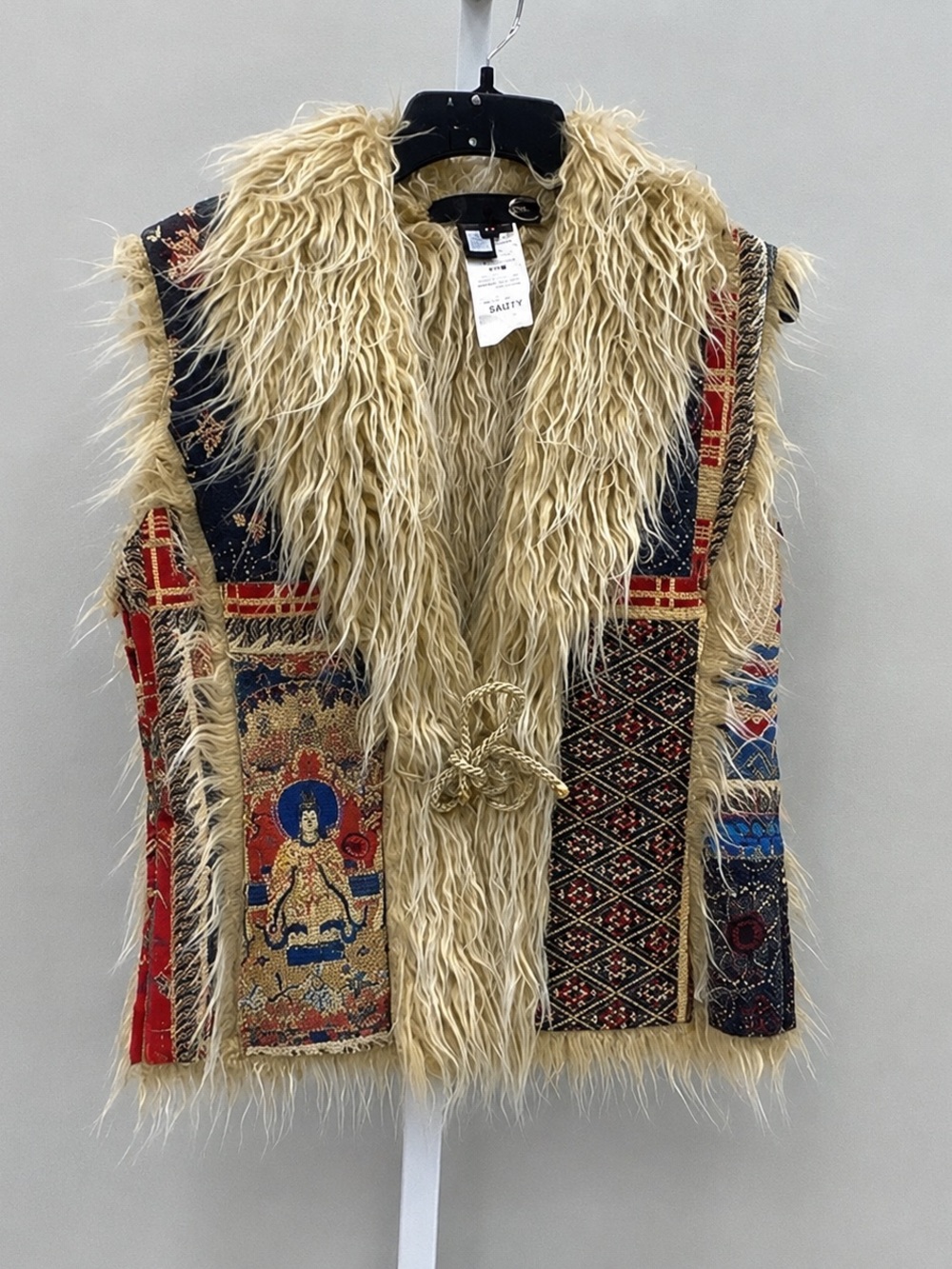 Vintage Just Cavalli Faux Fur Trim Patchwork Vest